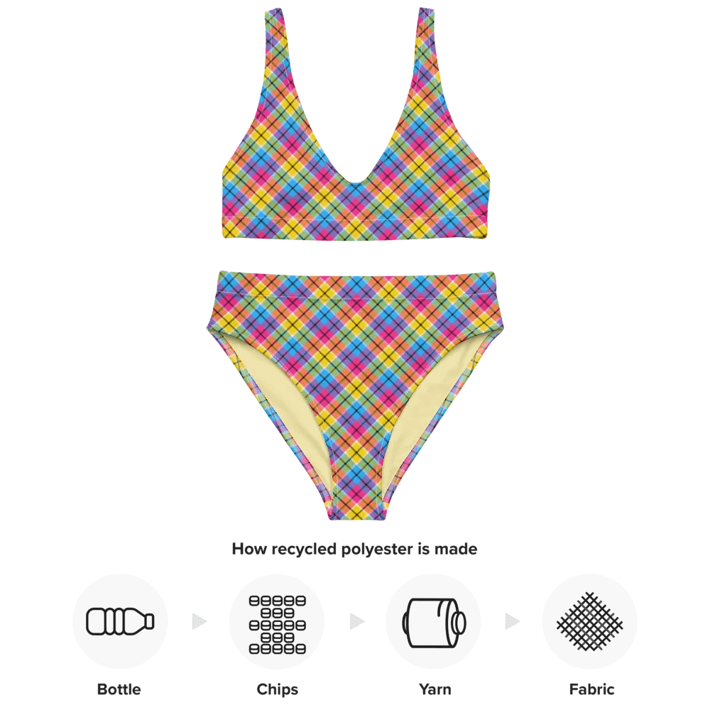 Hot Pink, Turquoise, and Yellow Plaid Bikini product image (10)