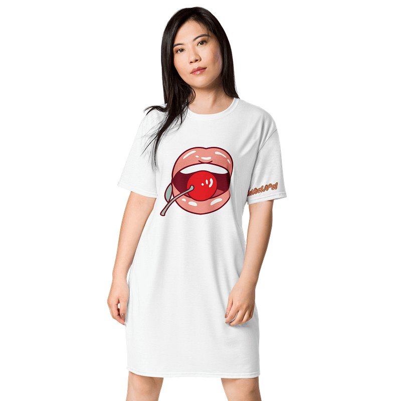 Cherry Lips All-Over T-Shirt Dress