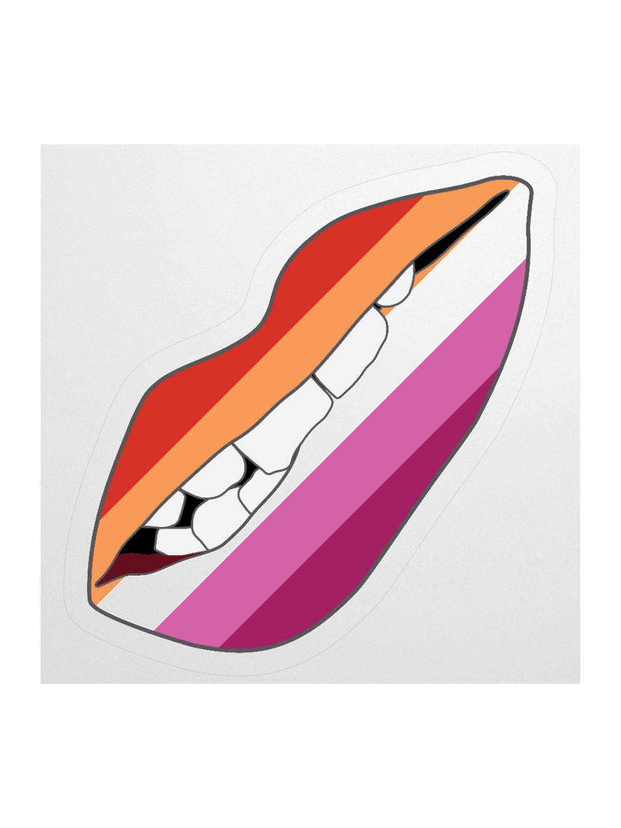 Lesbian Pride Flag Biting Lips Sticker product image (2)