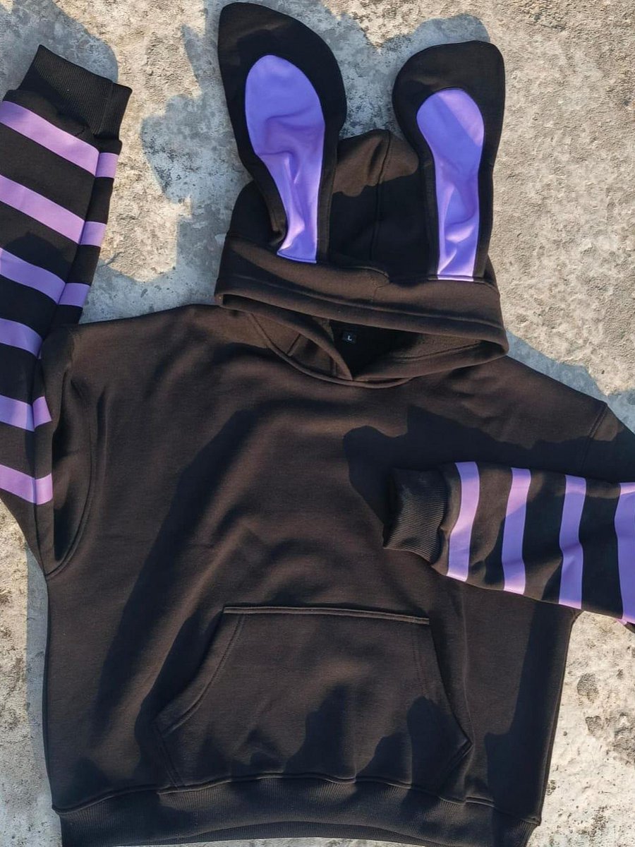 Bunny Ear Special Hoodie (Black and Purple) product image (5)