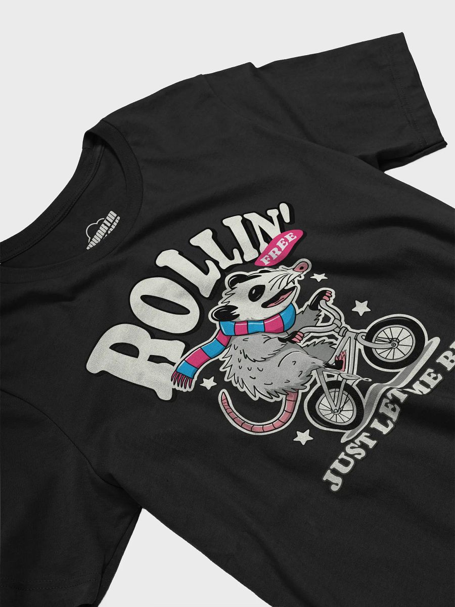 Funny Opossum Bike T-Shirt – Rollin’ Free Just Let Me Be – Cycling Possum Graphic Tee product image (13)