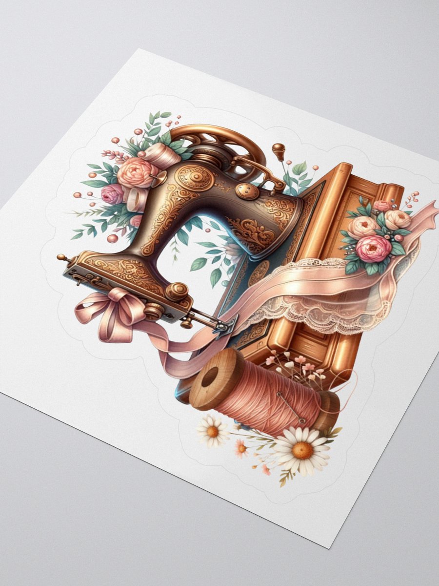 Vintage Sewing Machine Floral Kiss Cut Stickers product image (3)