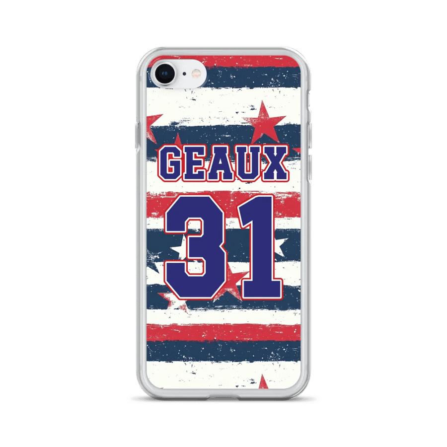 Geaux 31 - Vintage Stars & Stripes Pattern iPhone Clear Case product image (1)