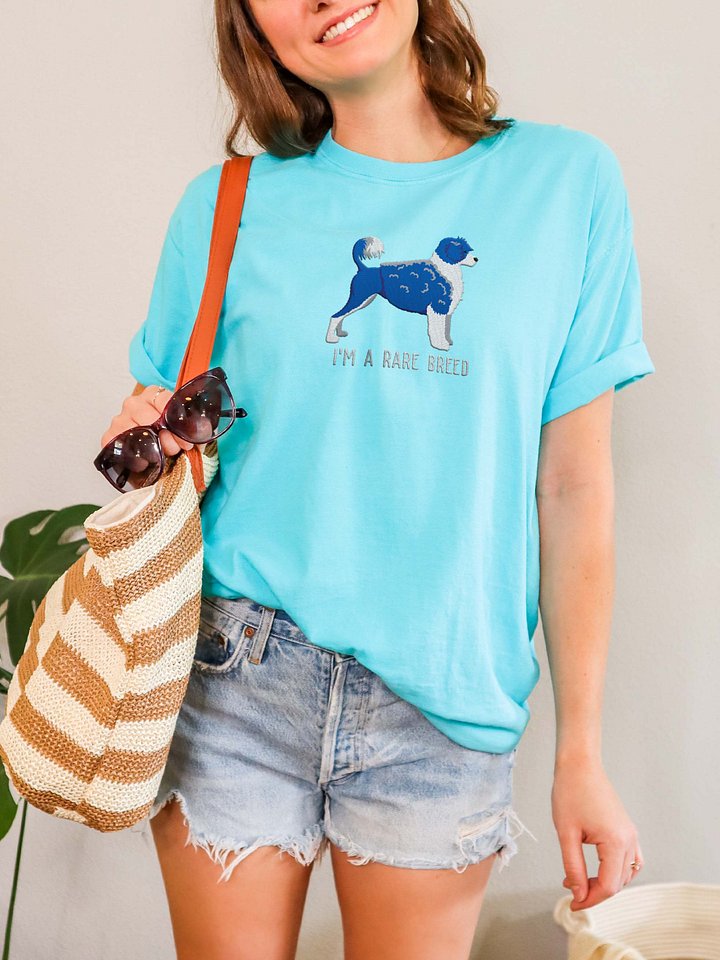 I'm a Rare Breed T-Shirt(Embroidered) of a Portuguese Water Dog(Blue & White) product image (2)