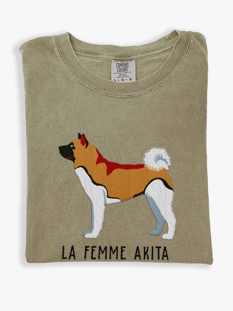 La Femme Akita T-Shirt(Embroidered) of an American Akita product image (1)