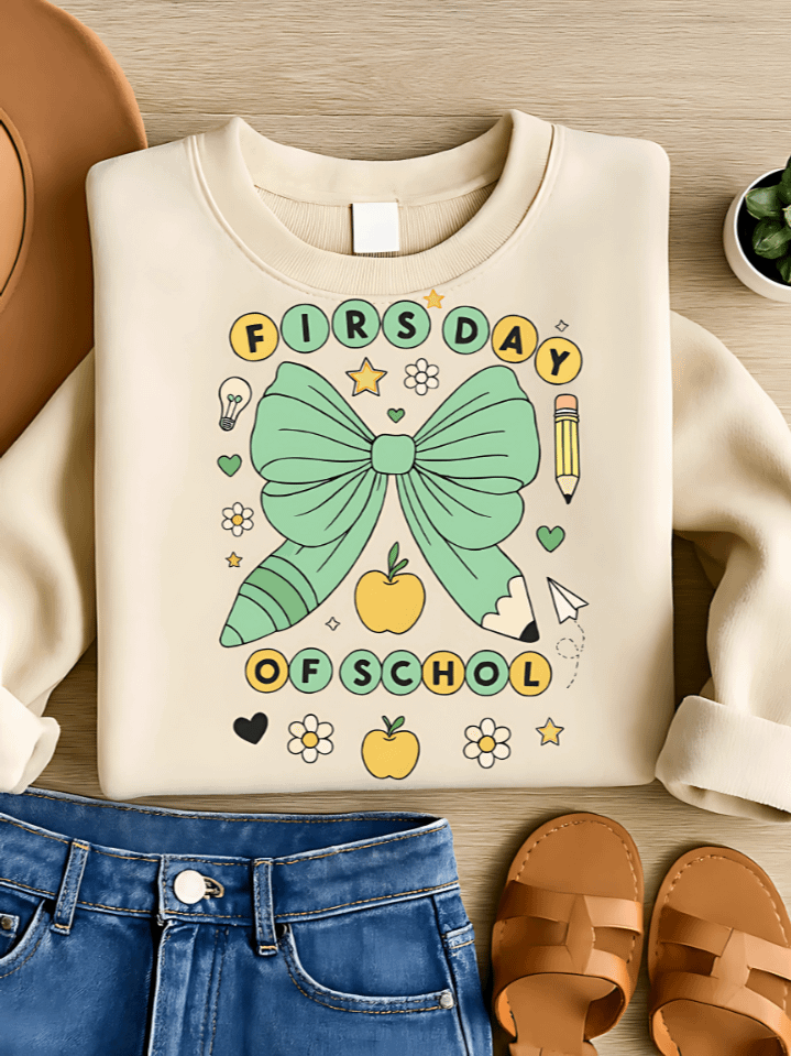 First Day of School Sublimation PNG – Back to School Clipart for Kids' T-Shirts & Signs – Fun and Colorful Classroom Design – 300 DPI Instant Digital Download product image (1)