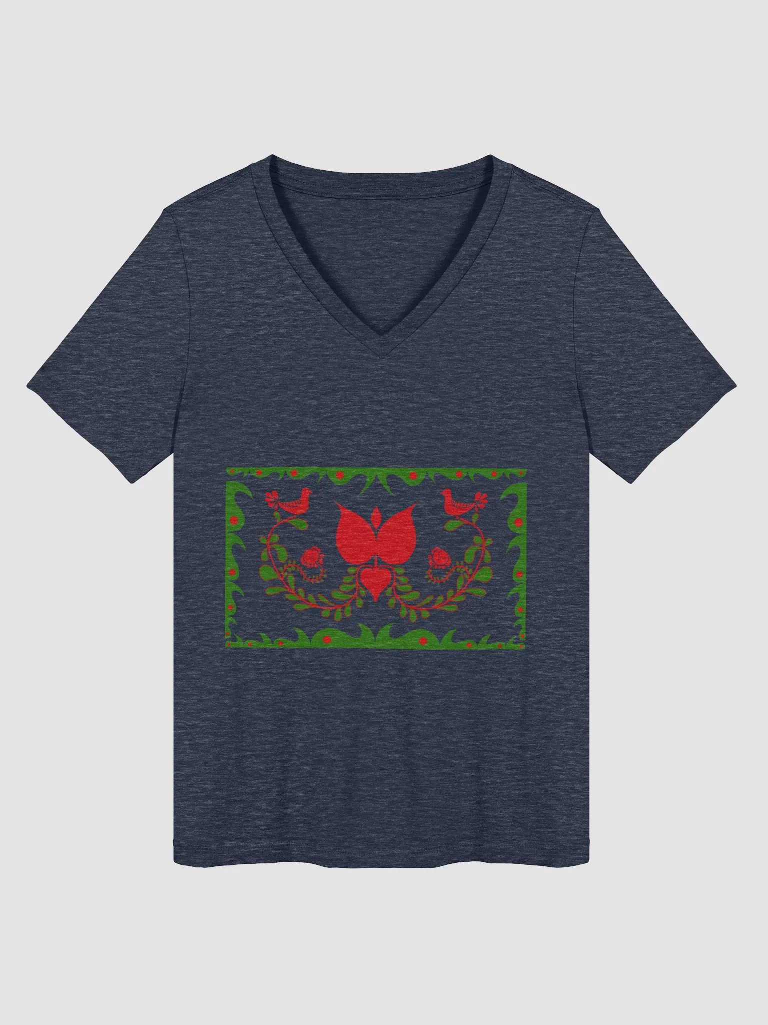Folk Art Hungarian Floral V-Neck Tee product image (3)