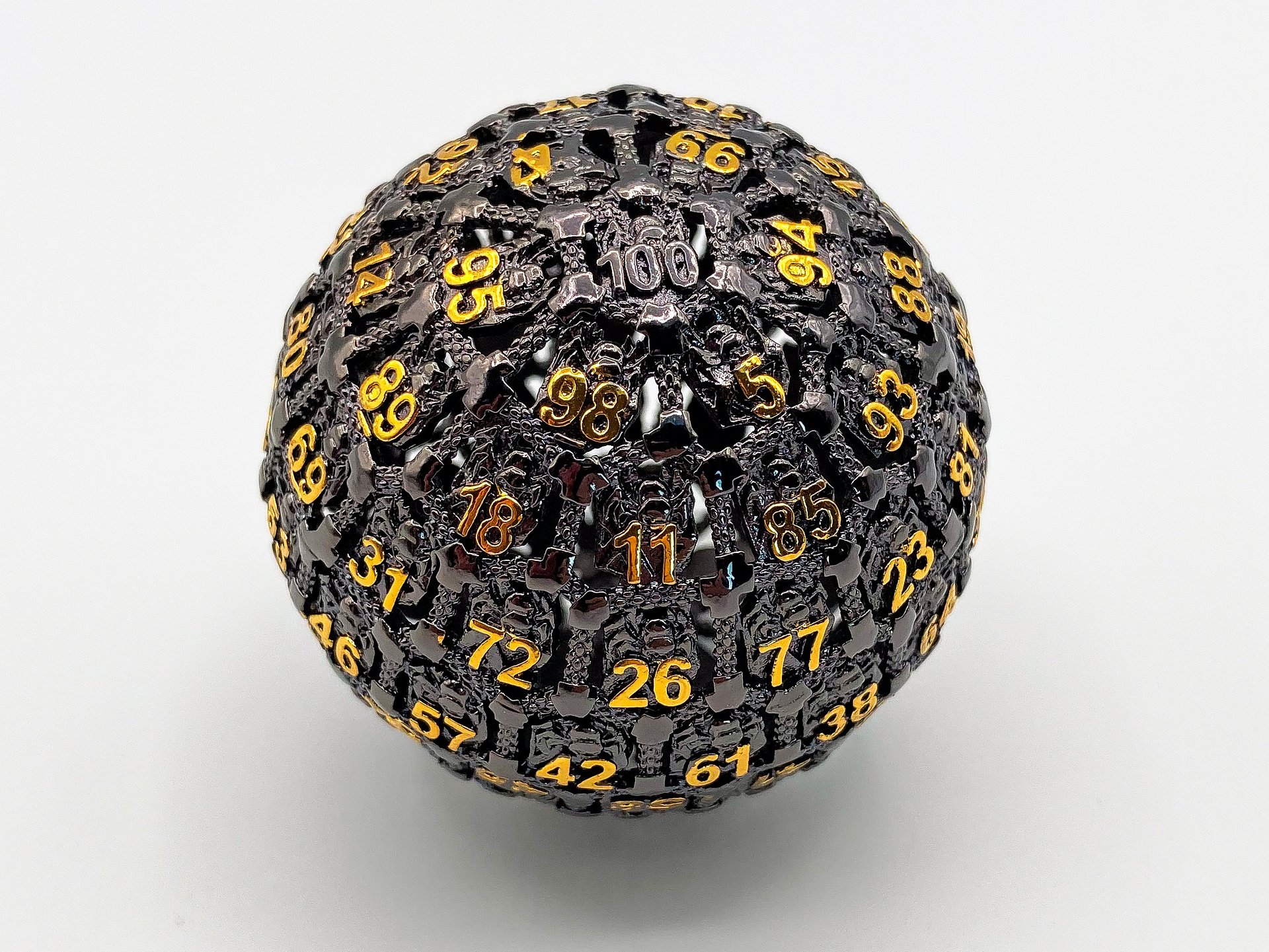 Hollow Metal d100 Dice with Spider Logo - DnD product image (1)