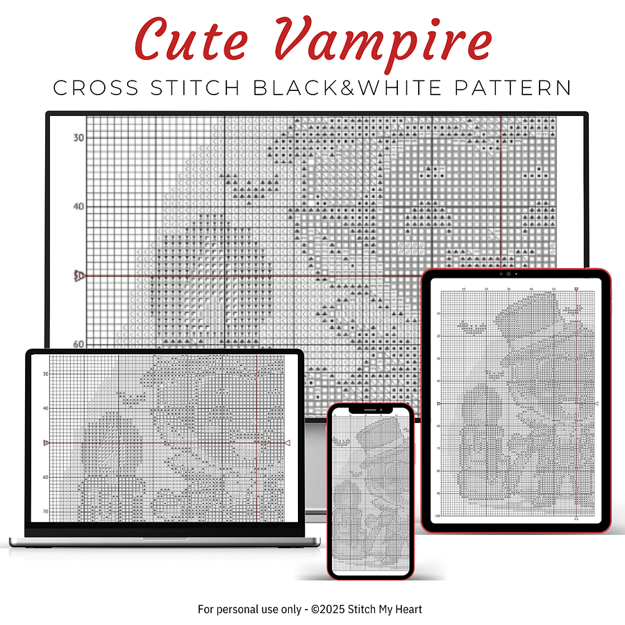 Halloween Vampire Cross Stitch Pattern product image (4)