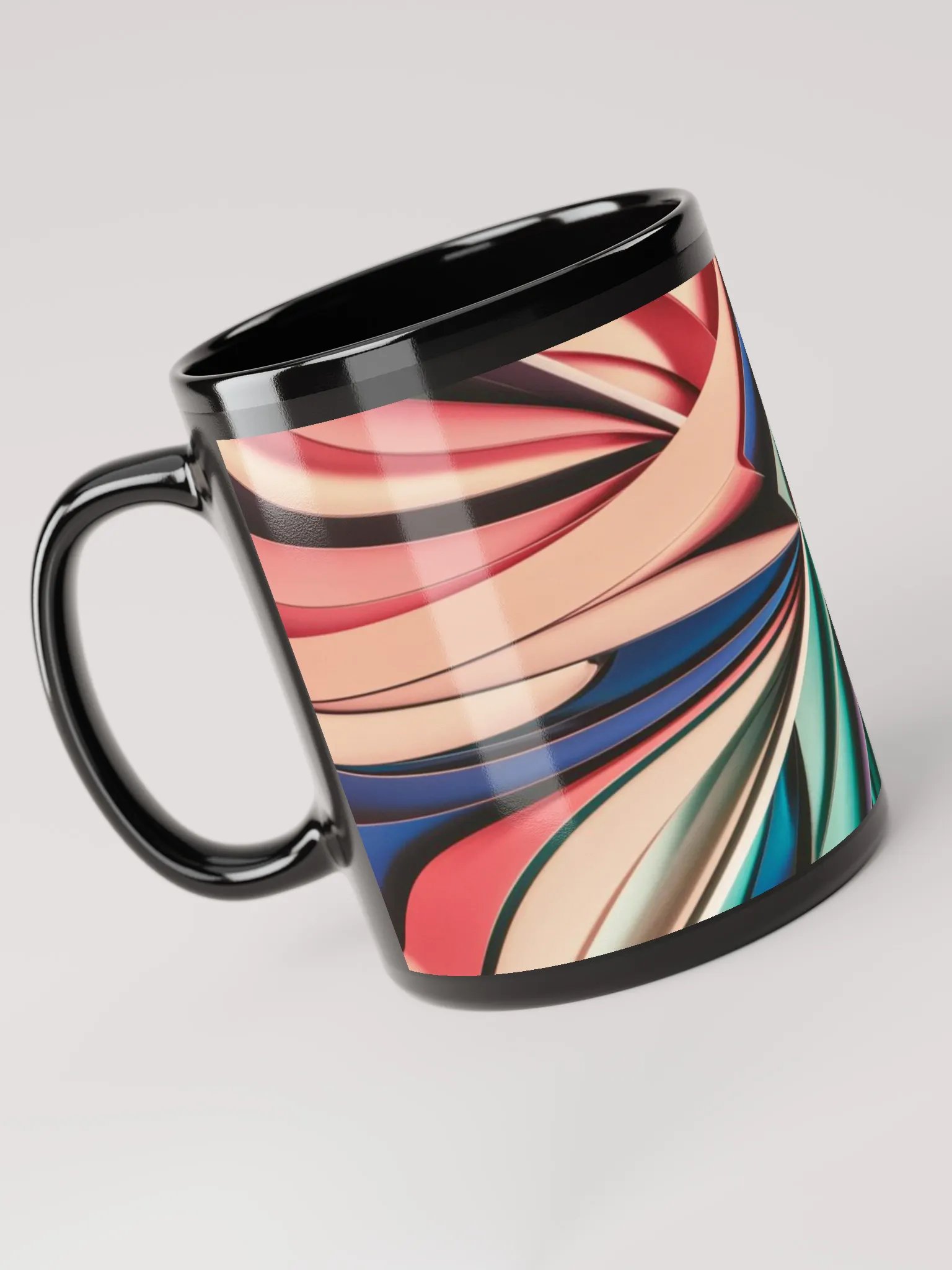 Graphic Grove Abstract Ceramic Mug - Black Glossy with Vibrant Design - 11oz & 15oz product image (3)