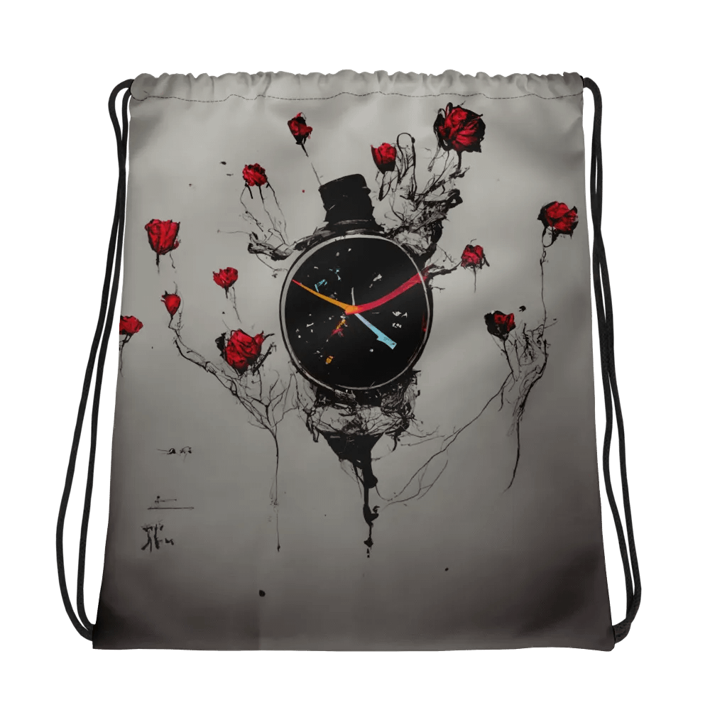 Surreal Timepiece Roses Drawstring Bag product image (1)