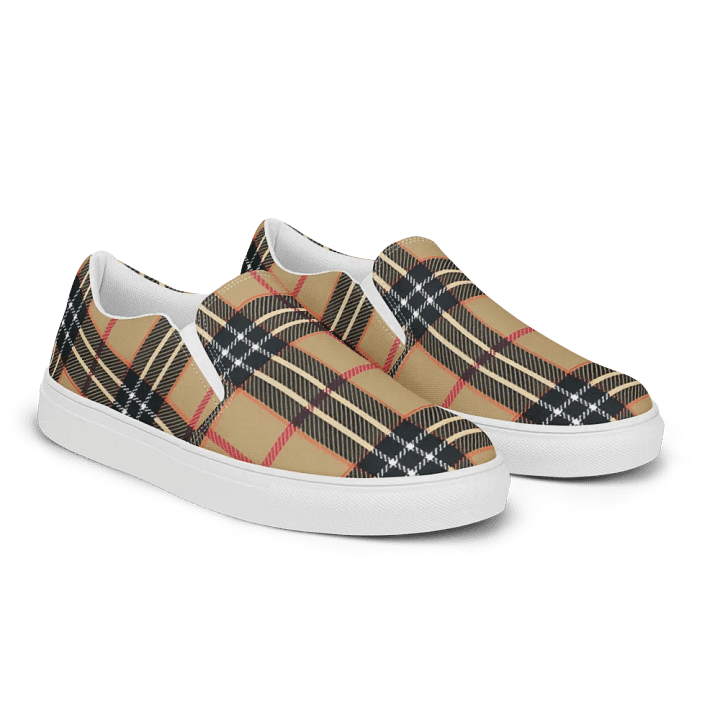 Baige,black,white,red Plaid slip on product image (2)