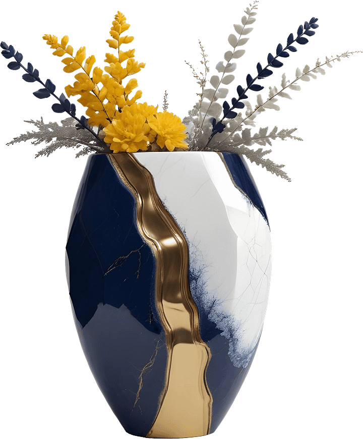 Golden Tides – Tropical Luxe Gold-Accented Vase PNG product image (1)