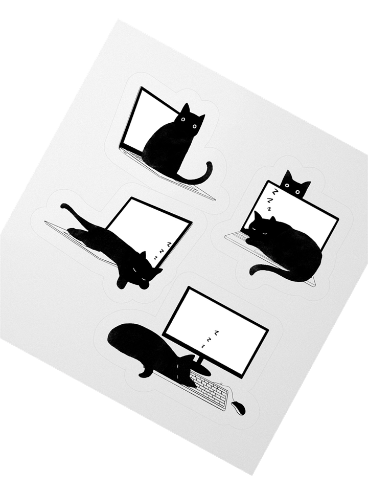 Cats Sleeping on Laptops Stickers product image (5)