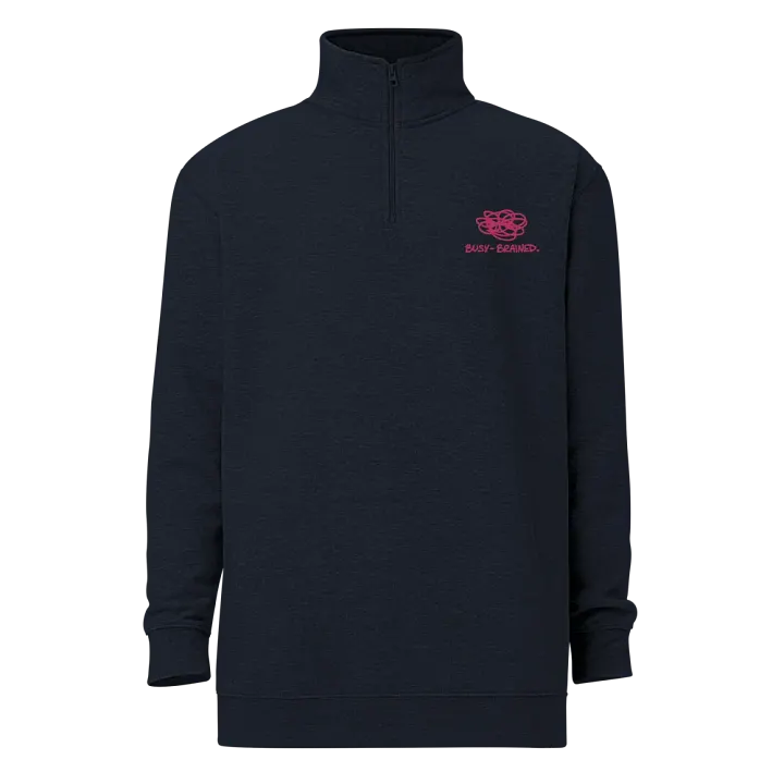 BUSY-BRAINED (pink) embroidered quarter zip product image (1)