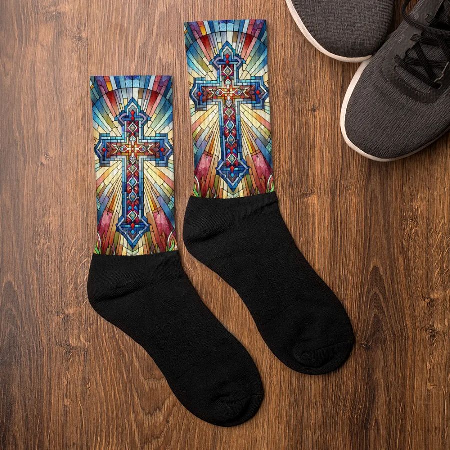Stain-glass Style Cross - Socks product image (4)