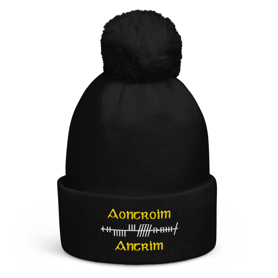 Antrim/Aontroim, Orthodox Style Ogham embroidered Pom-Pom Beanie product image (1)