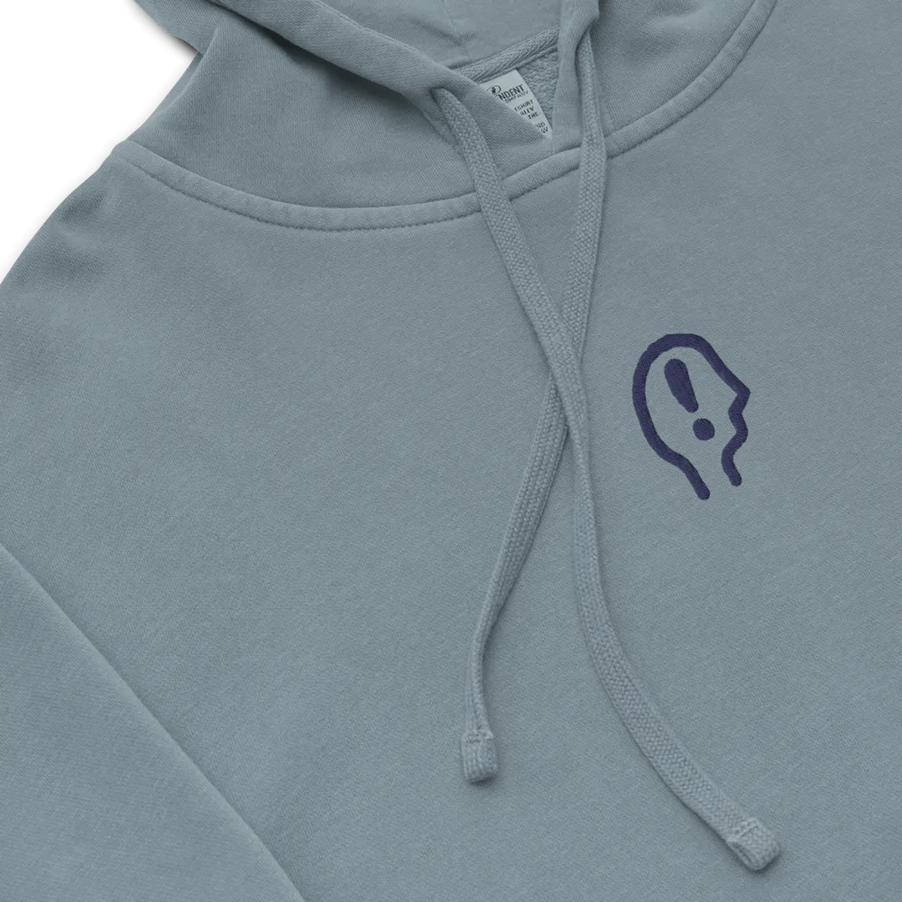 EXCLAIMING MENTALLY (C. navy) embroidered pigment hoodie product image (1)
