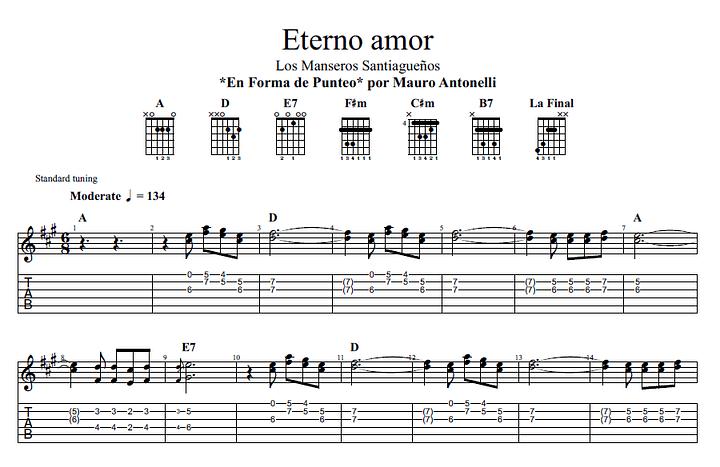 Eterno amor - Partitura + Tabs + Acordes + Pista product image (1)