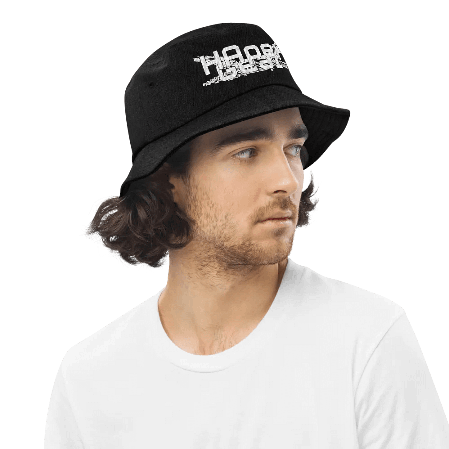 Denim Bucket Hat - Embroidered - White HApex Gear Black Logo product image (12)