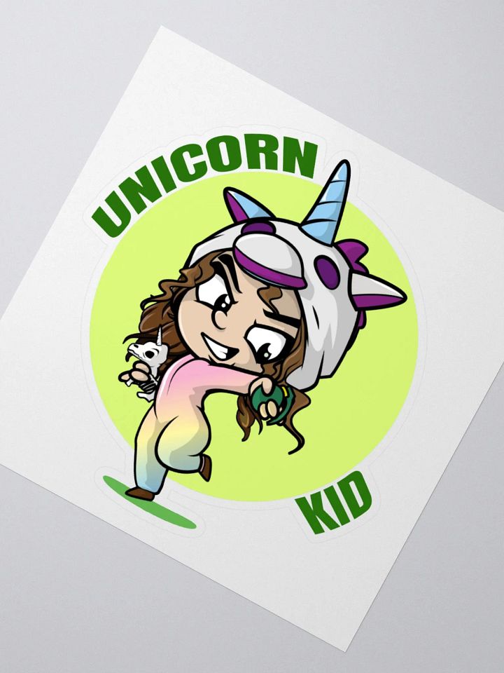 Unicorn Kid Kiss-Cut Sticker Green product image (5)