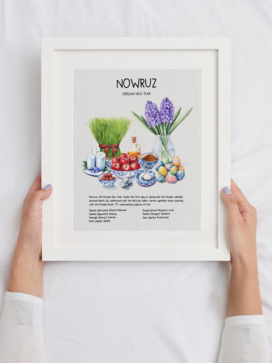 Nowruz Watercolor Art, Haft-sin Table, Persian New Year, Printable Wall Art, Persian Art, Watercolor Food Illustration, Digital Art, Norooz product image (6)