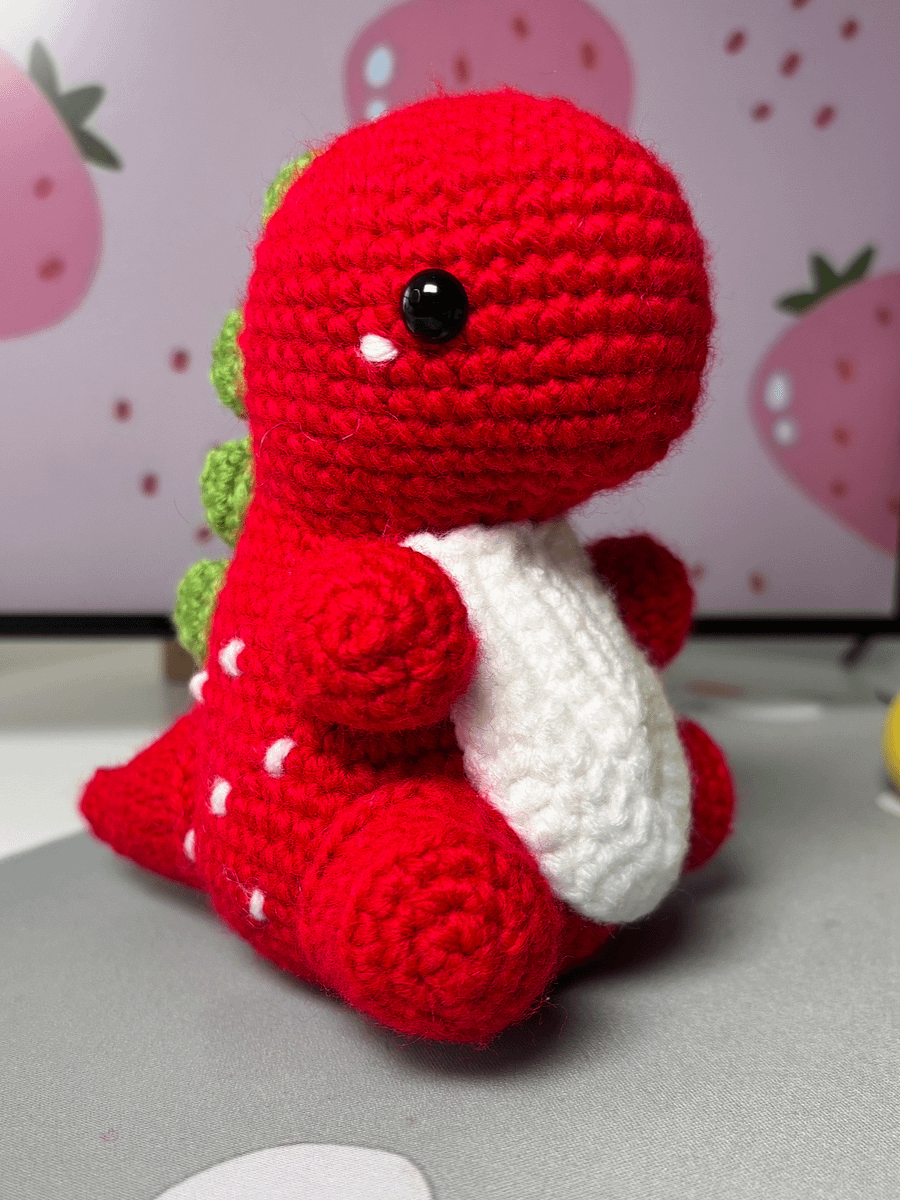 Barry 🍓 Chubby Strawberry Dinosaur Plushie product image (1)