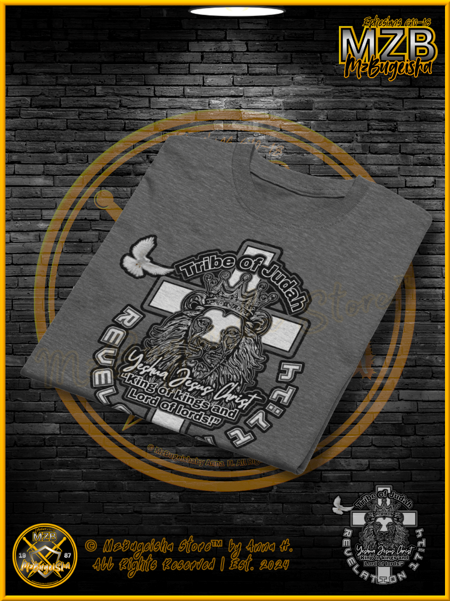 T-Shirt - MzBugeisha™ "Yeshua Jesus Christ King of kings " [V2/heathergrey] Faith Based T-Shirt By Anna H. product image (5)