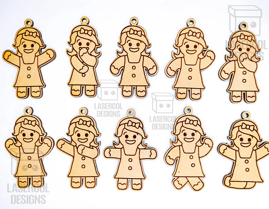 Gingerbread Cookies Christmas Ornaments Set 2 - Laser Cut Files product image (8)