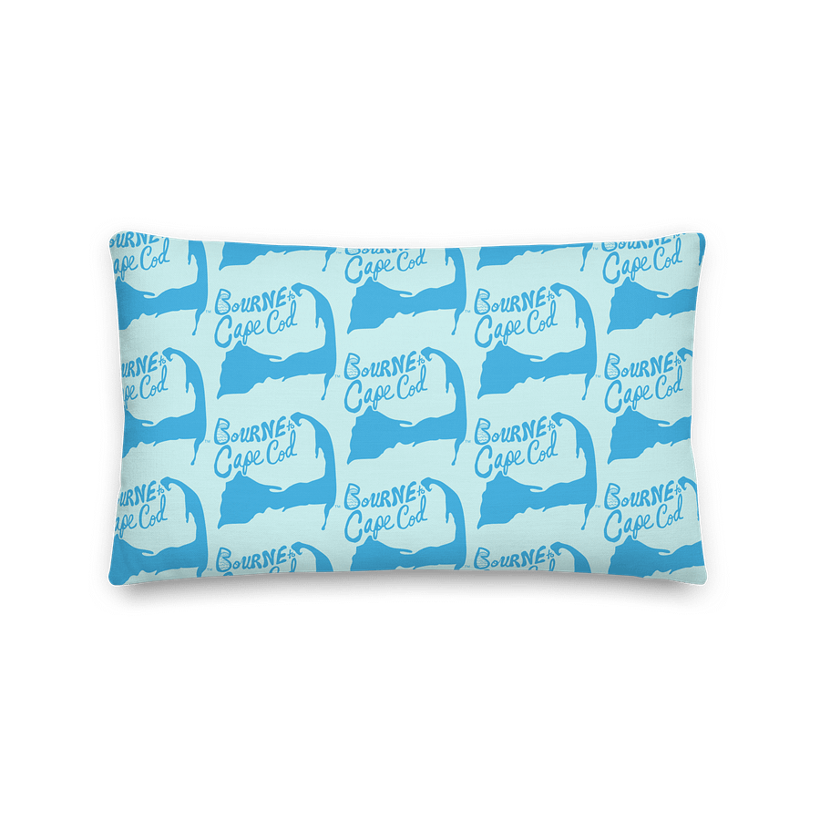 BOURNE to Cape Cod™ | Coastal Statement Pillow | Logo Front + Patterned Back | Deep Sky Blue on Light Blue product image (5)