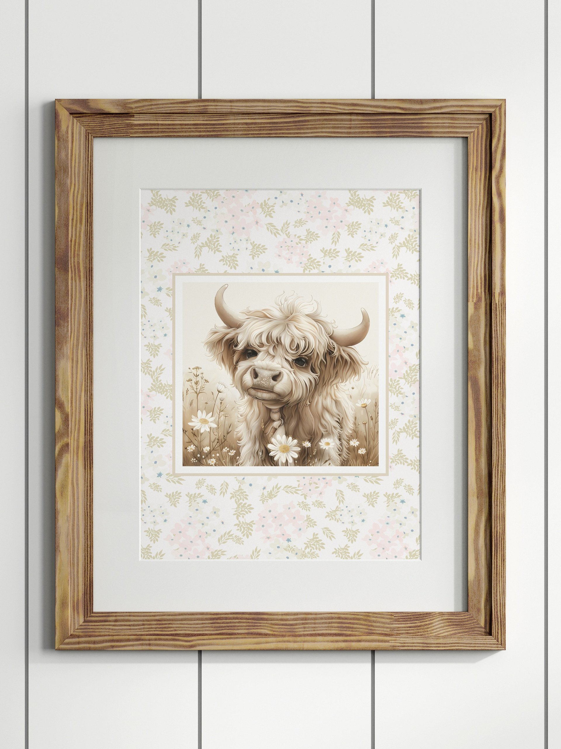 Highland Cow and Boho Pink Floral Nursery Decor product image (1)