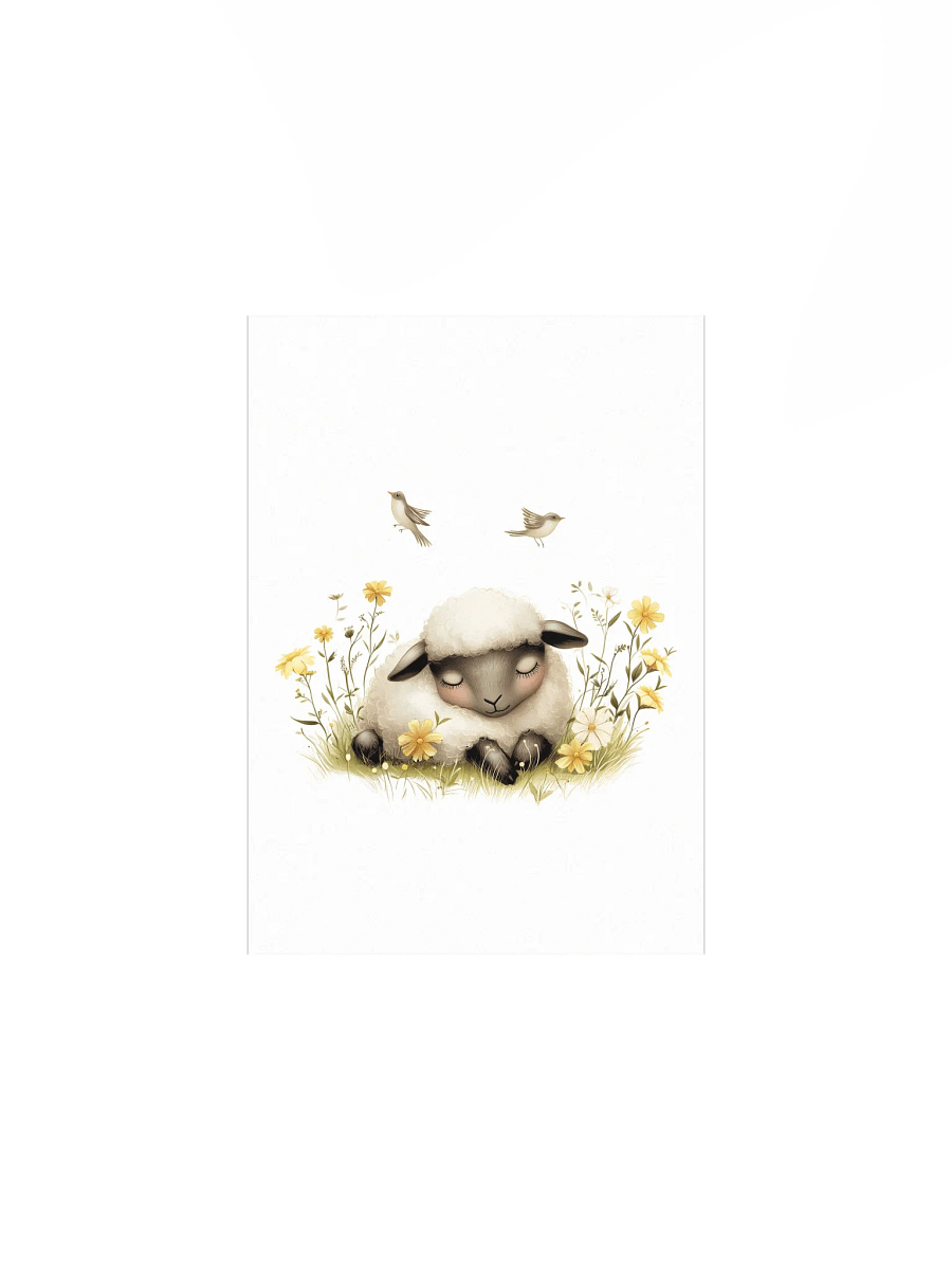 Sheep in Yellow Wildflowers Farmhouse Nursery Print product image (2)