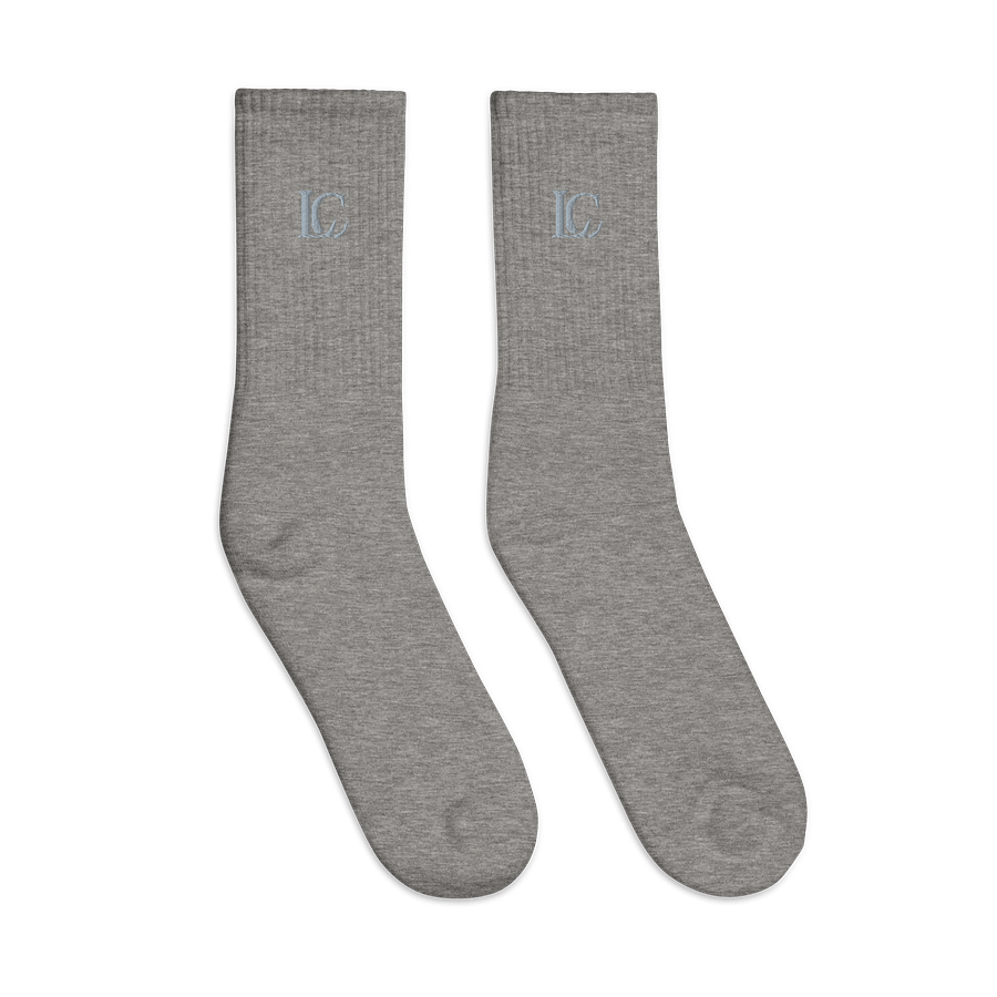Embroidered Crew Socks (Heather Grey) product image (3)