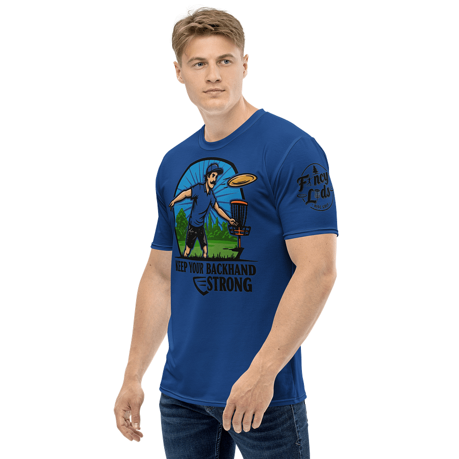 Fancy Lads Men's Blue T-Shirt "Keep Your Backhand Strong" product image (3)