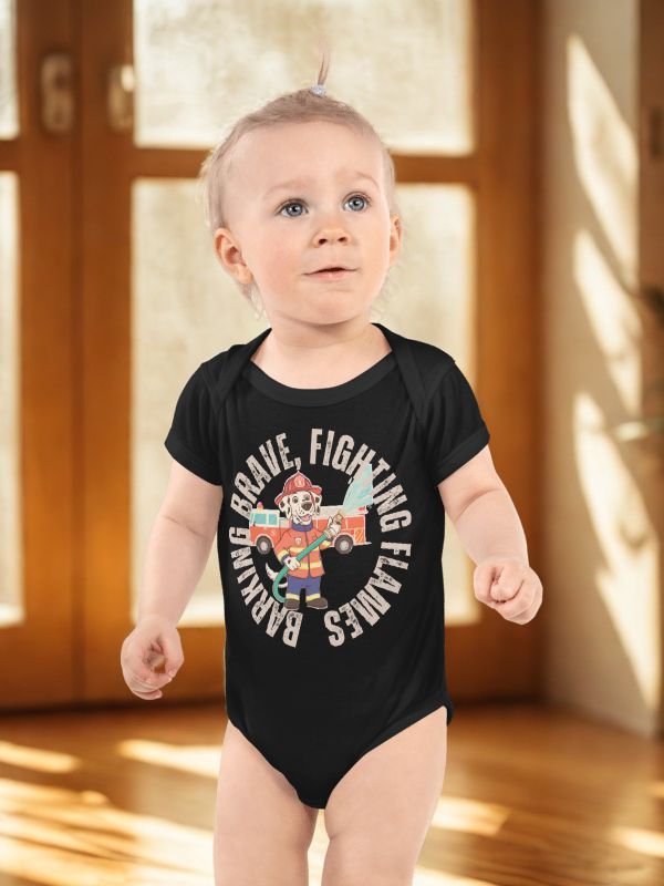 Barking Brave Firefighter Baby Bodysuit product image (1)