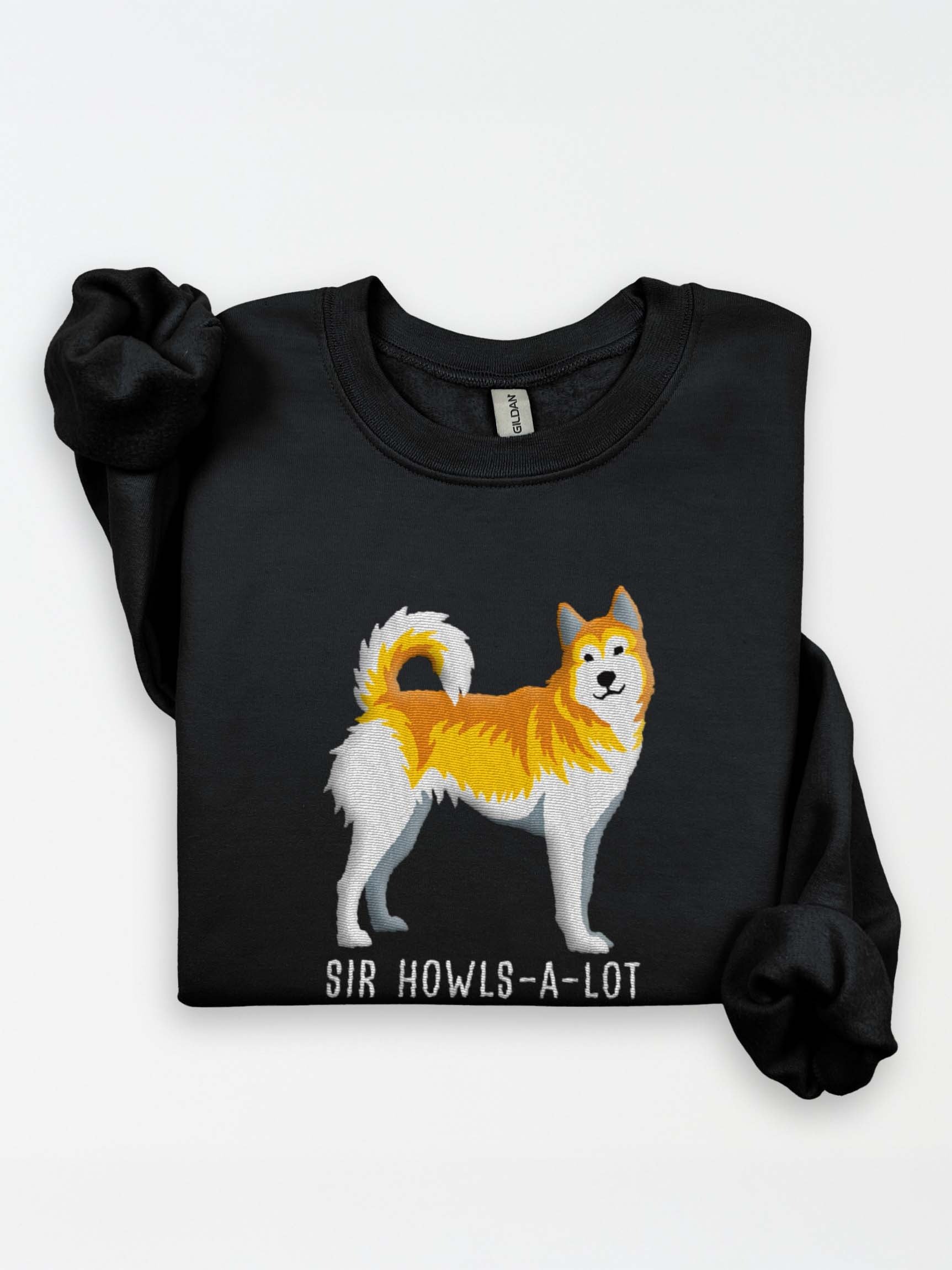 Sir Howls-A-Lot Sweatshirt (Embroidered) of a Siberian Husky(Lemon & White) product image (1)