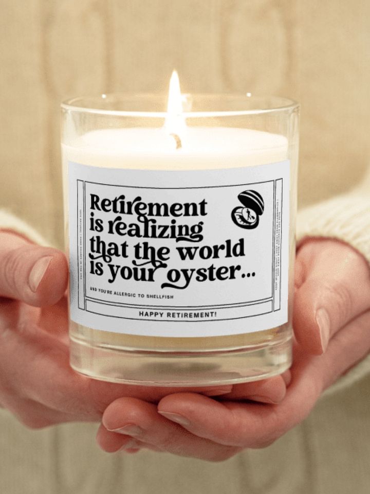 Retired traveler's delight: A funny gift for the travel addict - Soy wax vegan candle product image (1)