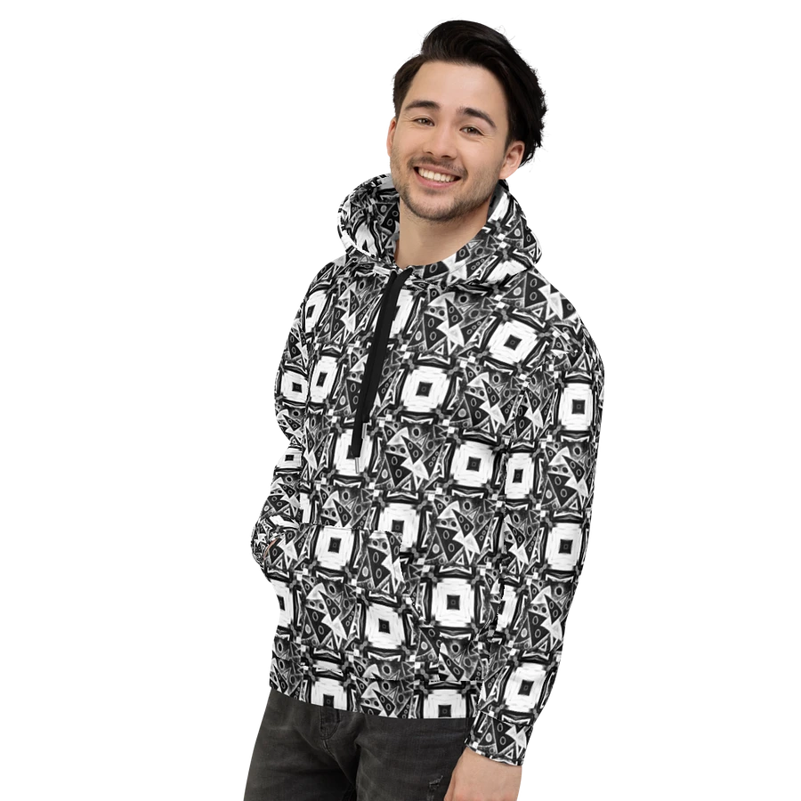 Abstract Black and White Triangles with Squares Unisex Pull Over Hoodie product image (14)