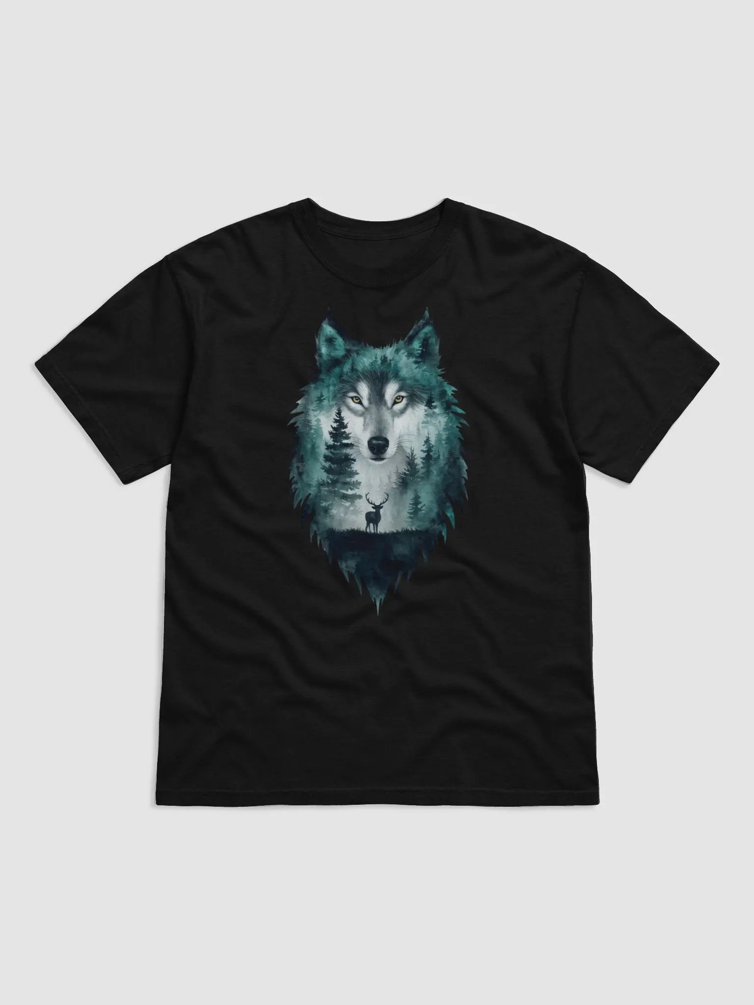 Ethereal Wolf Glitch Art T-Shirt product image (1)
