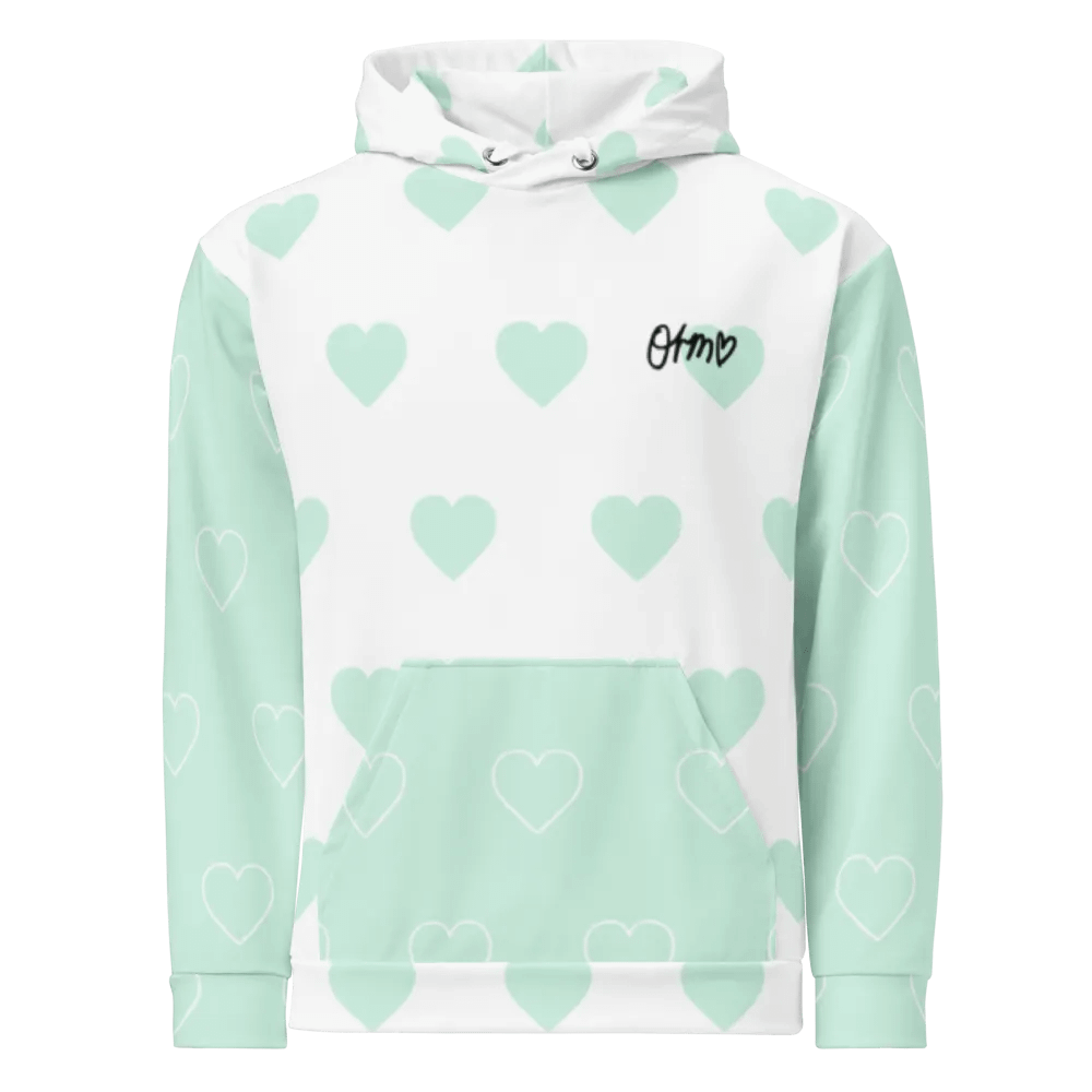 Orm Kornnaphat Heart Design Unisex Hoodie (White & Blue) product image (8)