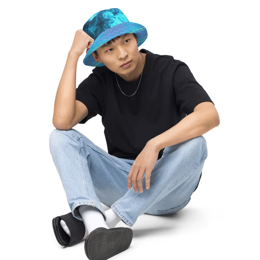 Blue Ocean Bokeh and Mermaid Stripe Bucket hat product image (6)