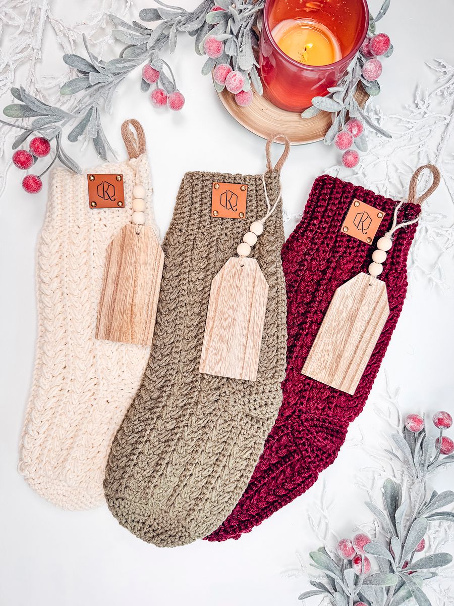Festive Snowy Wheat Crochet Stocking Pattern product image (4)