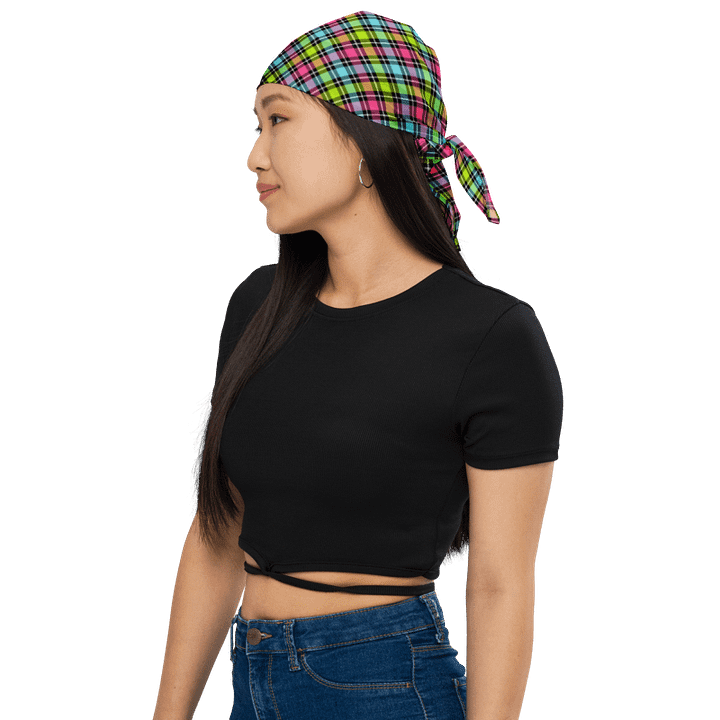 Neon Checkered Plaid Bandana product image (1)