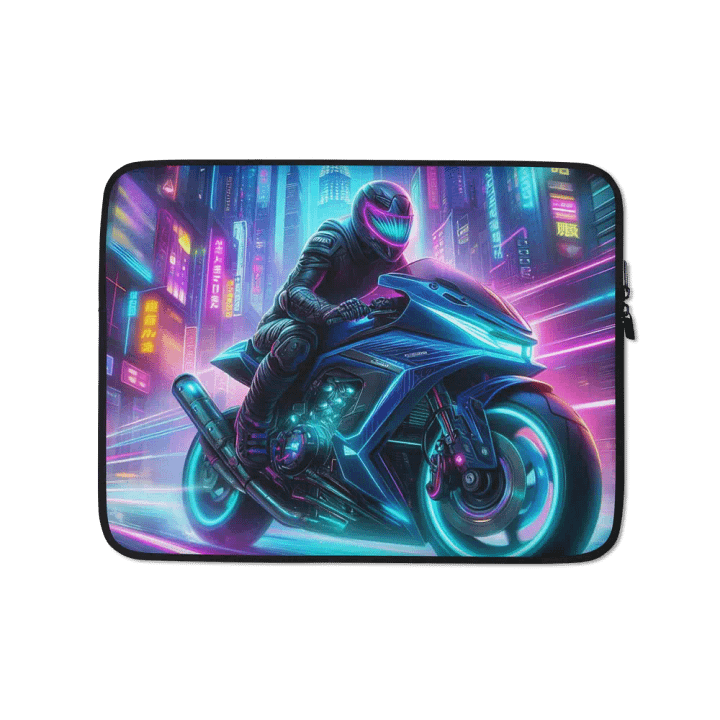 Neon Rider Laptop Sleeve | Ai Design Roads never end product image (1)