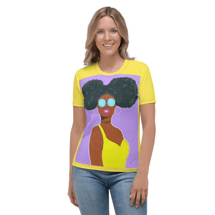 Afro American girl - (acrylic painting picture) - art by Dina R. Women's Crew Neck T-Shirt product image (1)