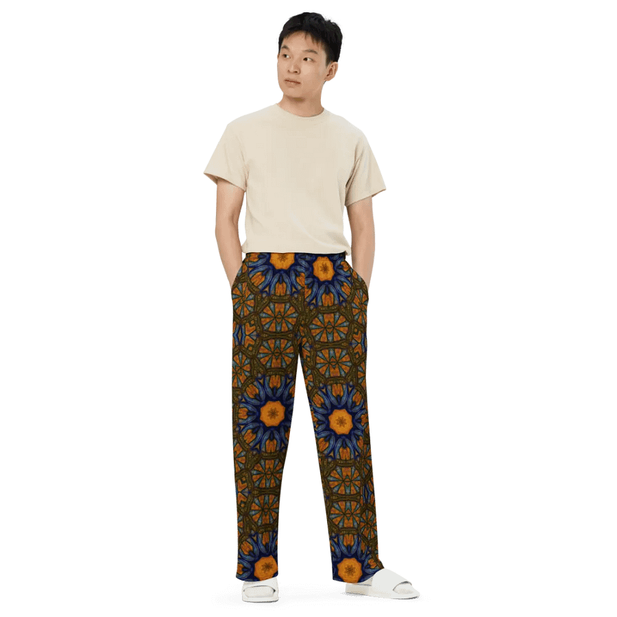 Orange and Blue Sketchy Kaleidoscope Wideleg Pants product image (3)