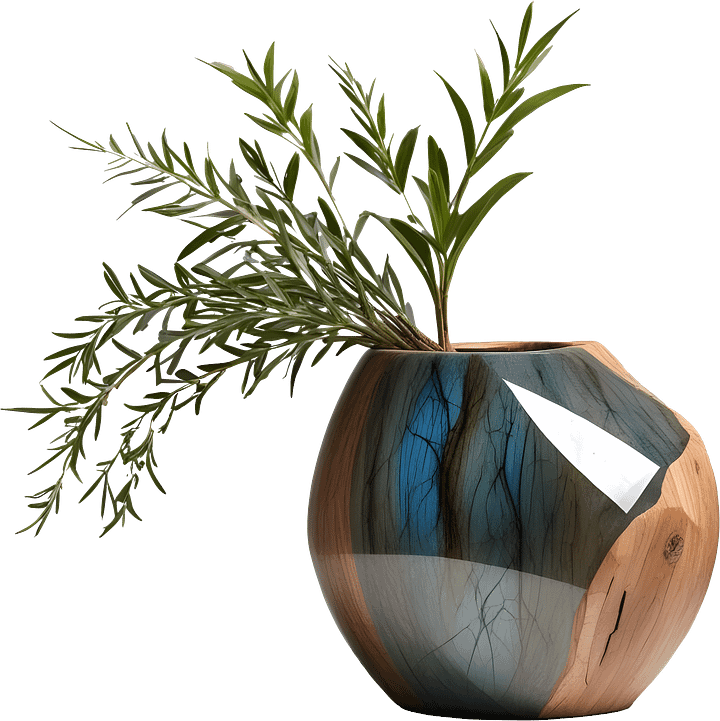 Celestial Grace – Organic Marbled Wooden Vase PNG product image (1)