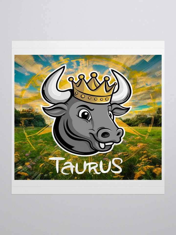 Taurus Zodiac Sticker - Bull with Golden Crown - Premium Vinyl product image (2)