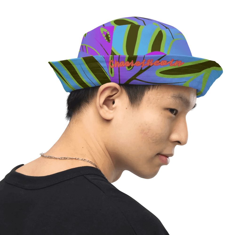 Dark Mode Neon Monstera Madness Reversible Bucket Hat product image (12)