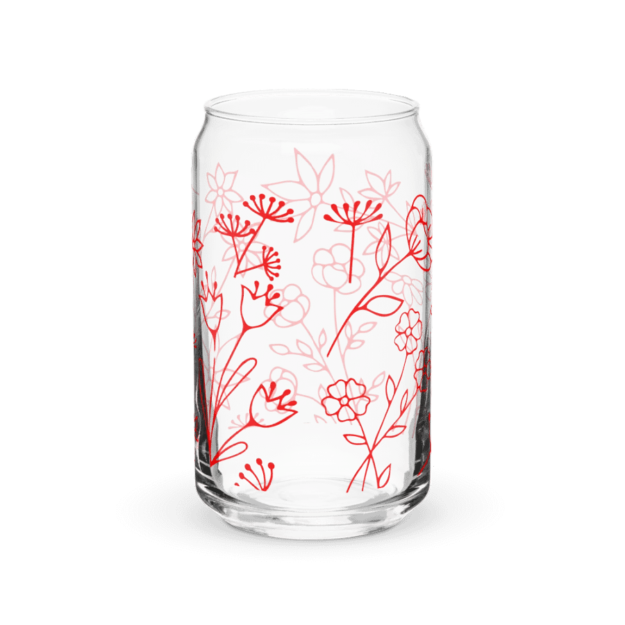 Red Floral Design Glass Can product image (3)